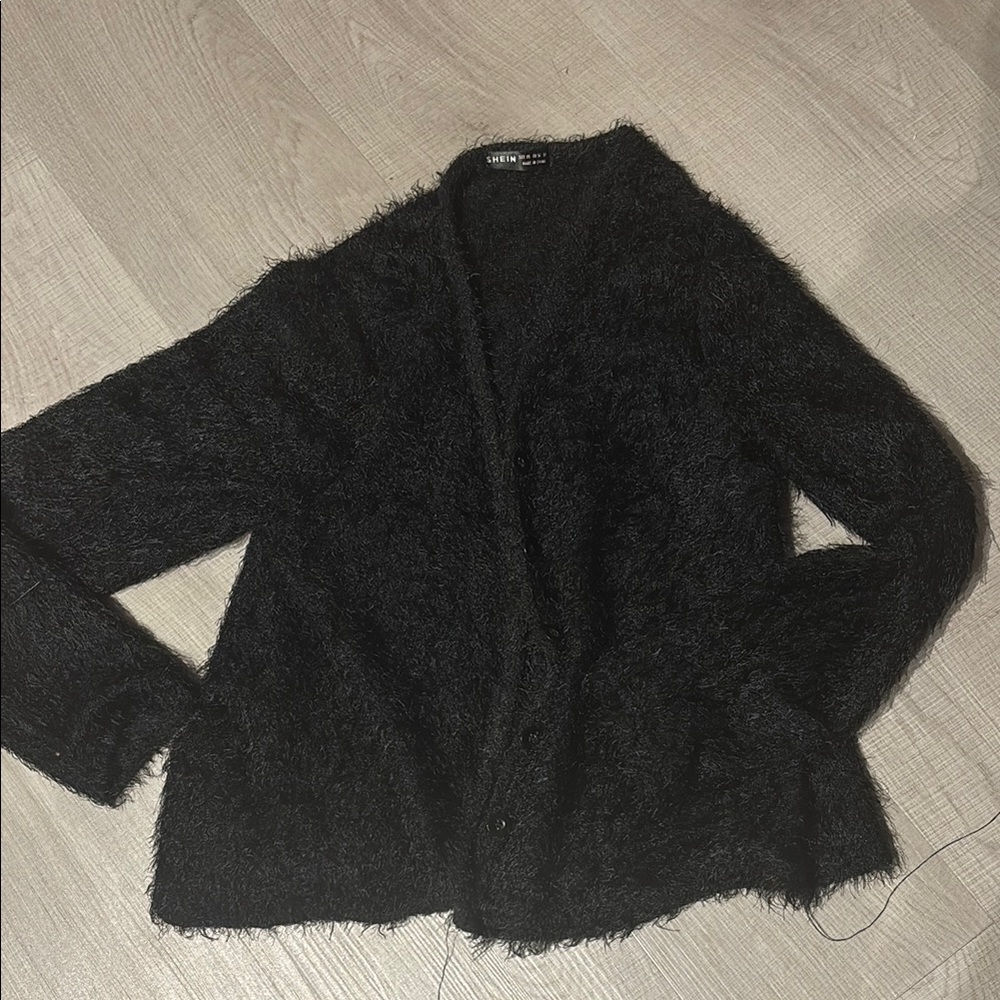 Women's Black Fuzzy Sweater